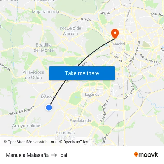 Manuela Malasaña to Icai map