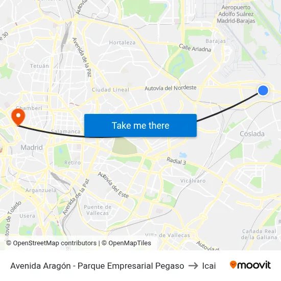 Avenida Aragón - Parque Empresarial Pegaso to Icai map