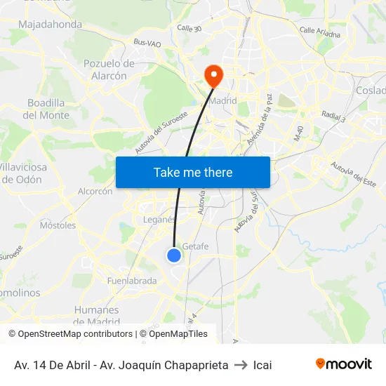 Av. 14 De Abril - Av. Joaquín Chapaprieta to Icai map