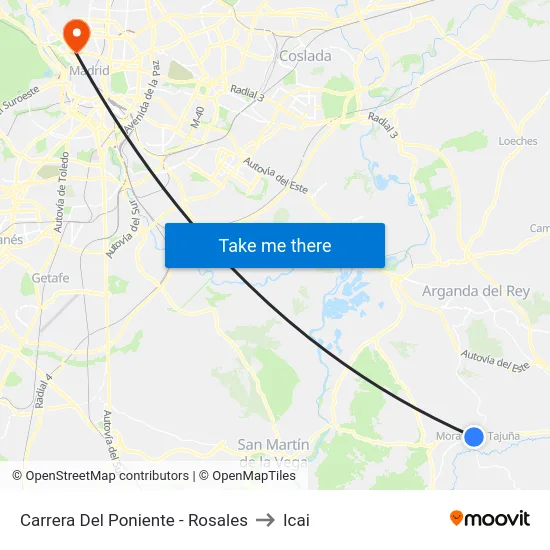 Carrera Del Poniente - Rosales to Icai map