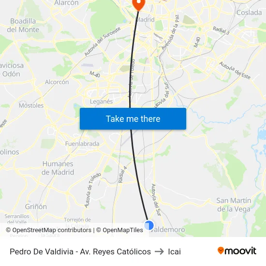 Pedro De Valdivia - Av. Reyes Católicos to Icai map