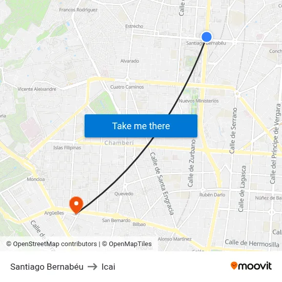 Santiago Bernabéu to Icai map