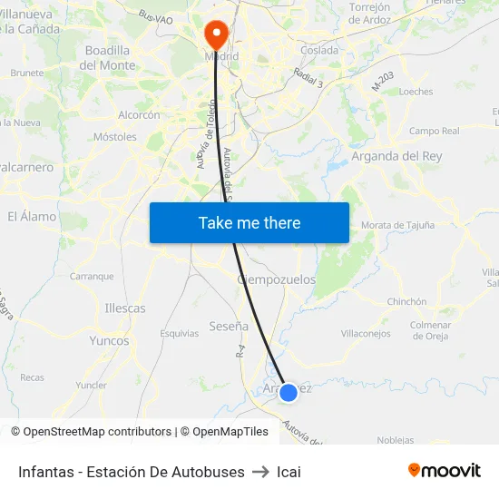 Infantas - Estación De Autobuses to Icai map