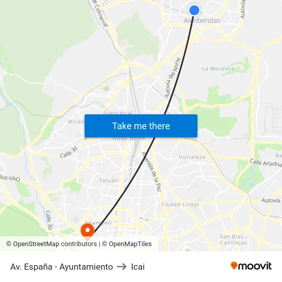 Av. España - Ayuntamiento to Icai map