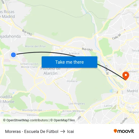 Moreras - Escuela De Fútbol to Icai map