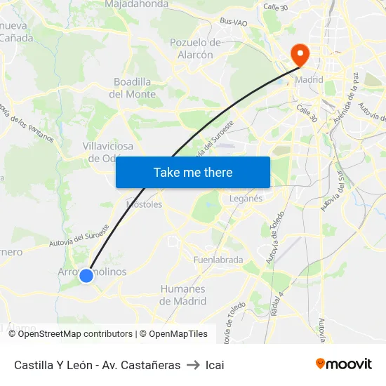 Castilla Y León - Av. Castañeras to Icai map