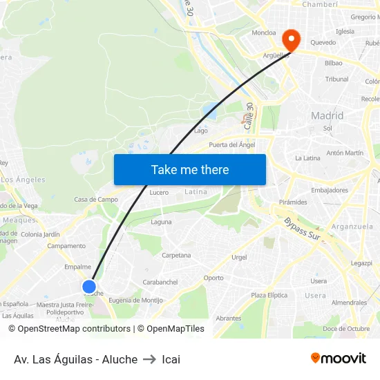 Av. Las Águilas - Aluche to Icai map