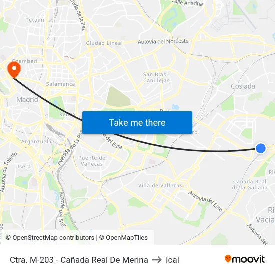 Ctra. M-203 - Cañada Real De Merina to Icai map