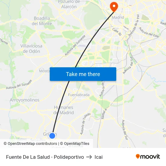 Fuente De La Salud - Polideportivo to Icai map