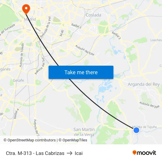 Ctra. M-313 - Las Cabrizas to Icai map