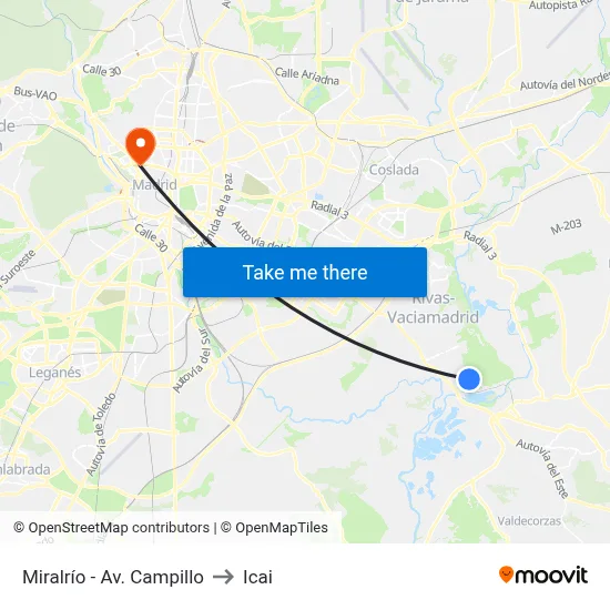 Miralrío - Av. Campillo to Icai map