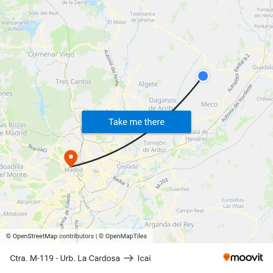 Ctra. M-119 - Urb. La Cardosa to Icai map