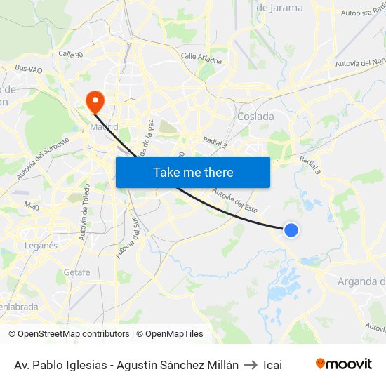 Av. Pablo Iglesias - Agustín Sánchez Millán to Icai map