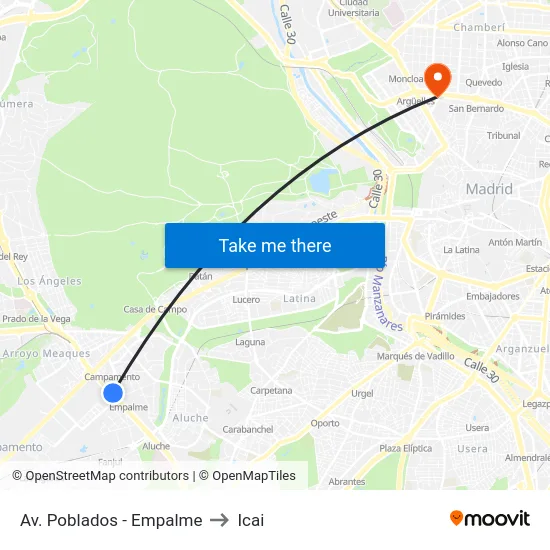 Av. Poblados - Empalme to Icai map