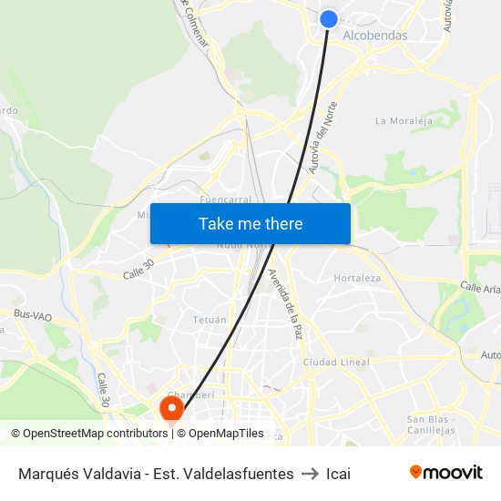 Marqués Valdavia - Est. Valdelasfuentes to Icai map