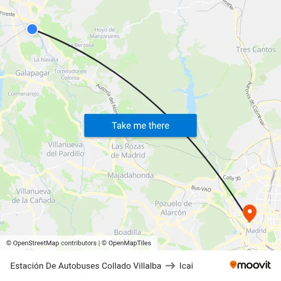 Estación De Autobuses Collado Villalba to Icai map