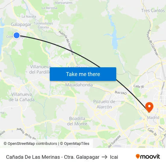 Cañada De Las Merinas - Ctra. Galapagar to Icai map