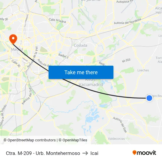 Ctra. M-209 - Urb. Montehermoso to Icai map