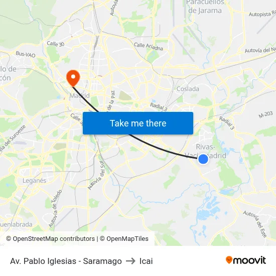 Av. Pablo Iglesias - Saramago to Icai map