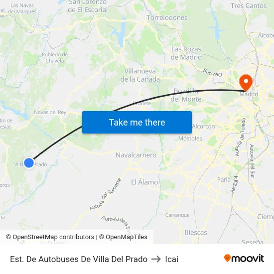 Est. De Autobuses De Villa Del Prado to Icai map