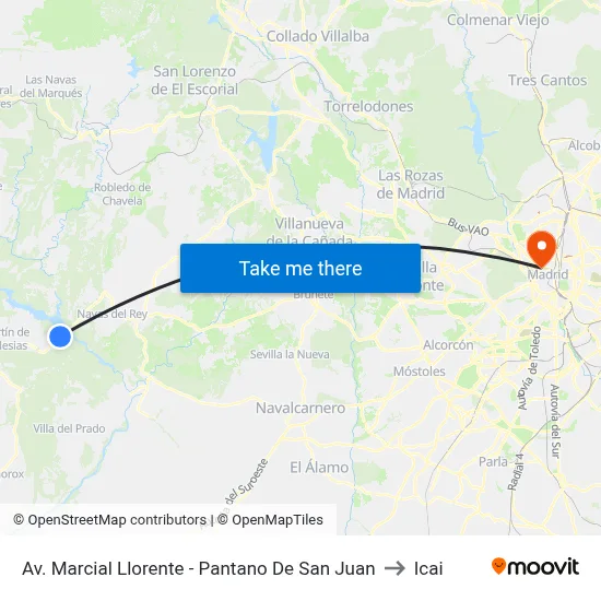 Av. Marcial Llorente - Pantano De San Juan to Icai map