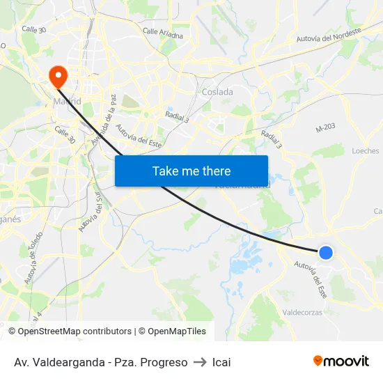 Av. Valdearganda - Pza. Progreso to Icai map