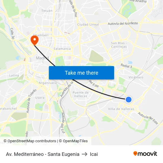 Av. Mediterráneo - Santa Eugenia to Icai map