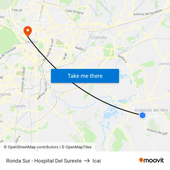 Ronda Sur - Hospital Del Sureste to Icai map