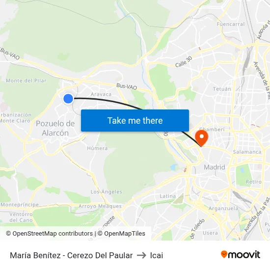 María Benítez - Cerezo Del Paular to Icai map
