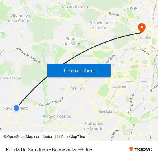 Ronda De San Juan - Buenavista to Icai map