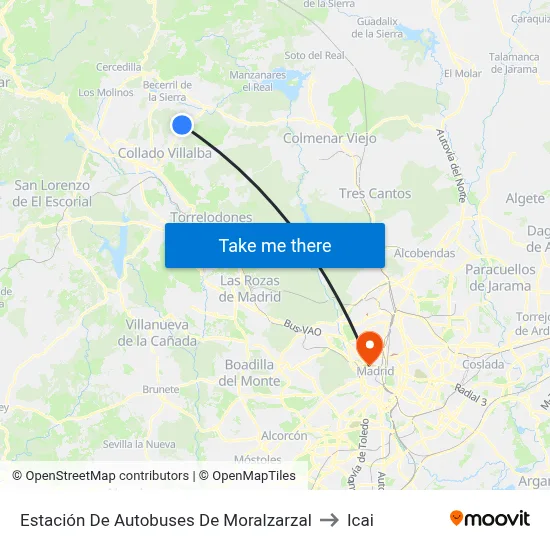 Estación De Autobuses De Moralzarzal to Icai map