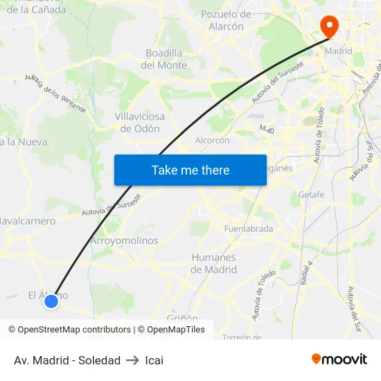 Av. Madrid - Soledad to Icai map