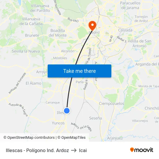 Illescas - Polígono Ind. Ardoz to Icai map
