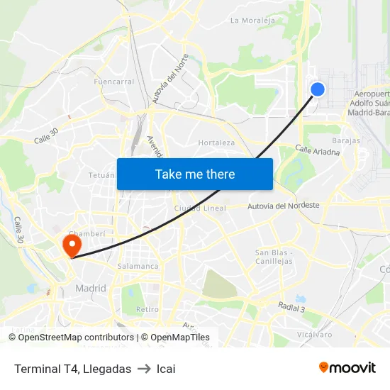 Terminal T4, Llegadas to Icai map