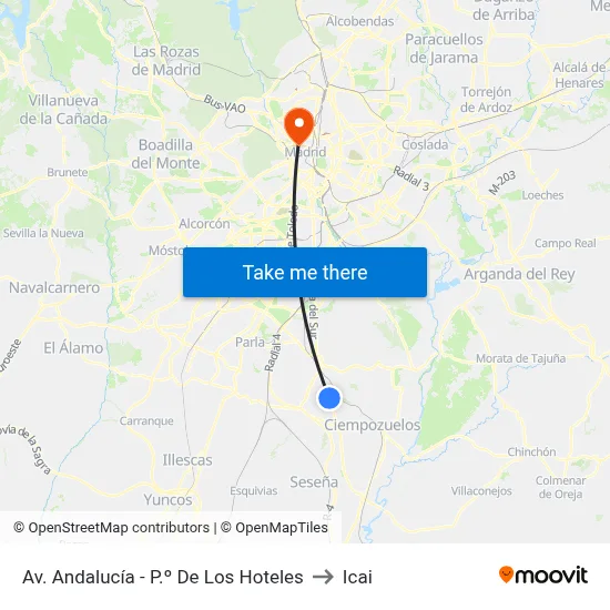 Av. Andalucía - P.º De Los Hoteles to Icai map