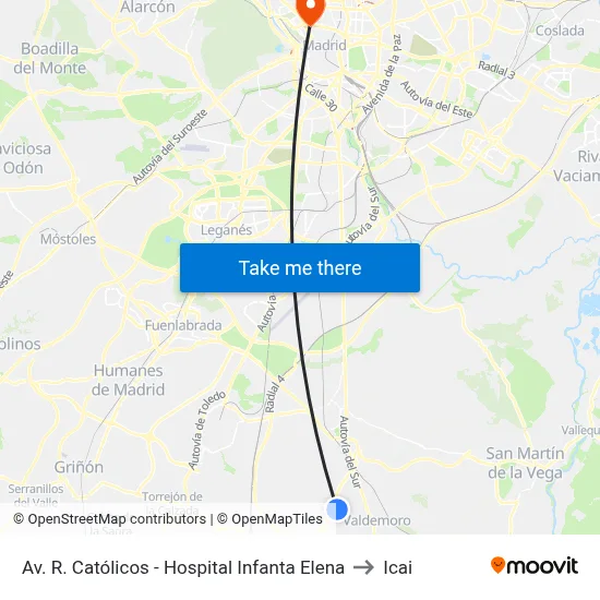 Av. R. Católicos - Hospital Infanta Elena to Icai map