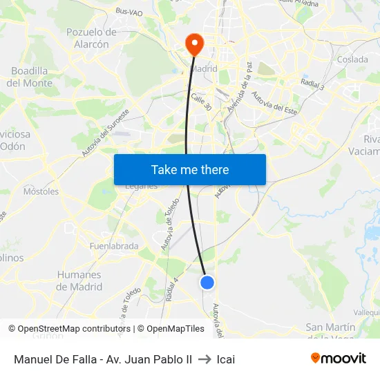 Manuel De Falla - Av. Juan Pablo II to Icai map