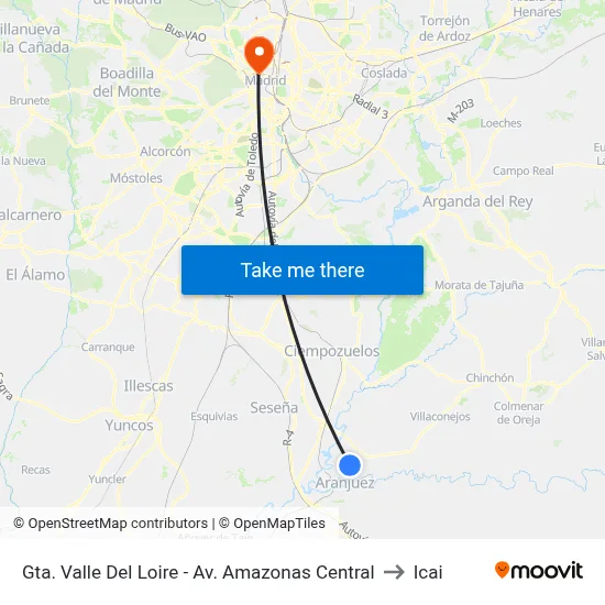 Gta. Valle Del Loire - Av. Amazonas Central to Icai map