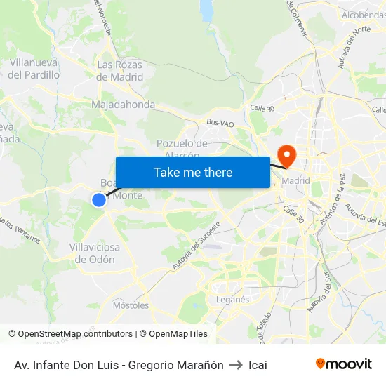 Av. Infante Don Luis - Gregorio Marañón to Icai map