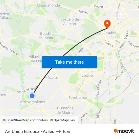 Av. Unión Europea - Avilés to Icai map