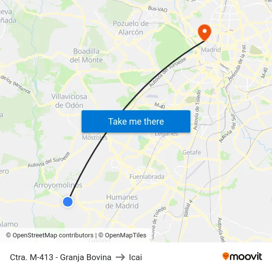 Ctra. M-413 - Granja Bovina to Icai map