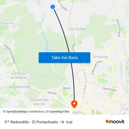 P.º Redondillo - El Portachuelo to Icai map