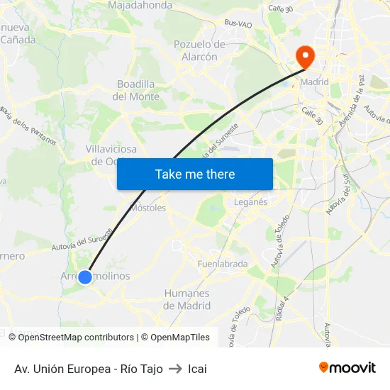 Av. Unión Europea - Río Tajo to Icai map