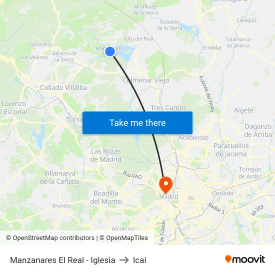 Manzanares El Real - Iglesia to Icai map