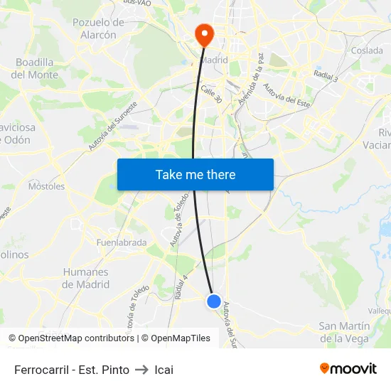 Ferrocarril - Est. Pinto to Icai map