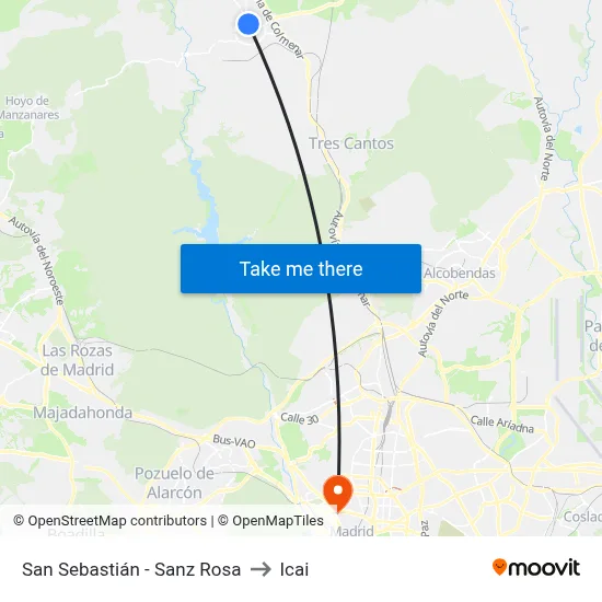 San Sebastián - Sanz Rosa to Icai map