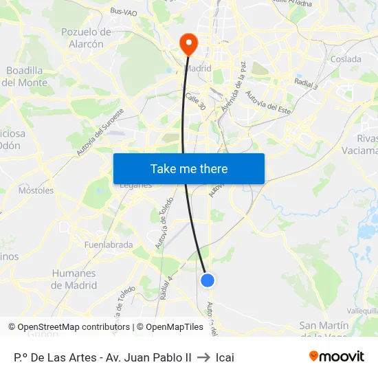 P.º De Las Artes - Av. Juan Pablo II to Icai map