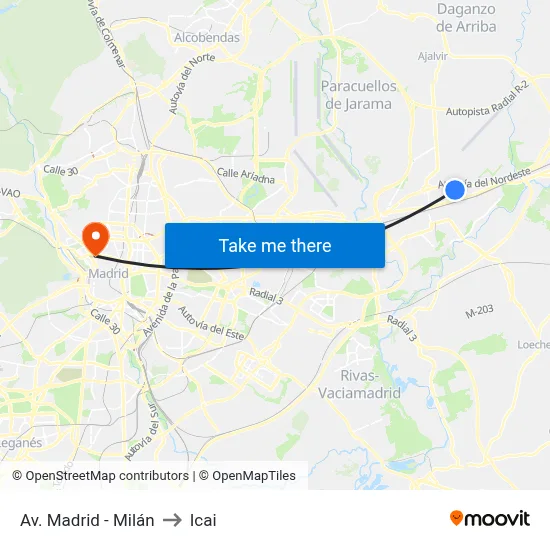 Av. Madrid - Milán to Icai map