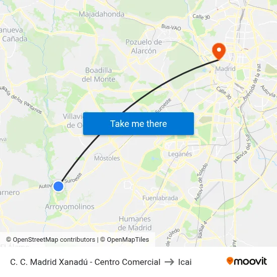 C. C. Madrid Xanadú - Centro Comercial to Icai map