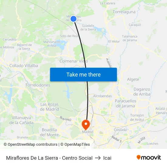 Miraflores De La Sierra - Centro Social to Icai map